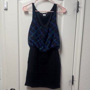 White House Black Market Black and Blue Checkered Mini Dress